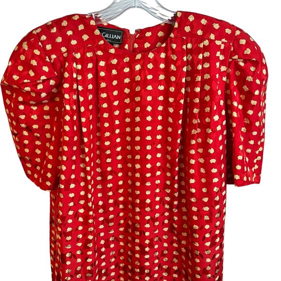 Vintage St. Gillian Silk Dress Size 14 Red Gold - Picture 3 of 10